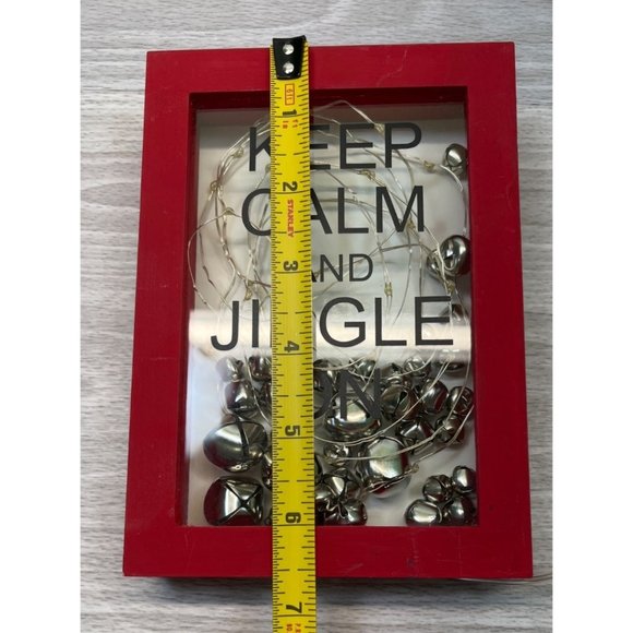 Keep Calm and Jingle On Red Light Up Shadow Box with Christmas Bells 6.5" Tall - Picture 4 of 7